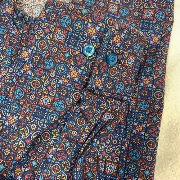 Paul Fredrick EUC 100% Cotton Blue Multicolored Geometric Print Button Down XXLT - Picture 7 of 7